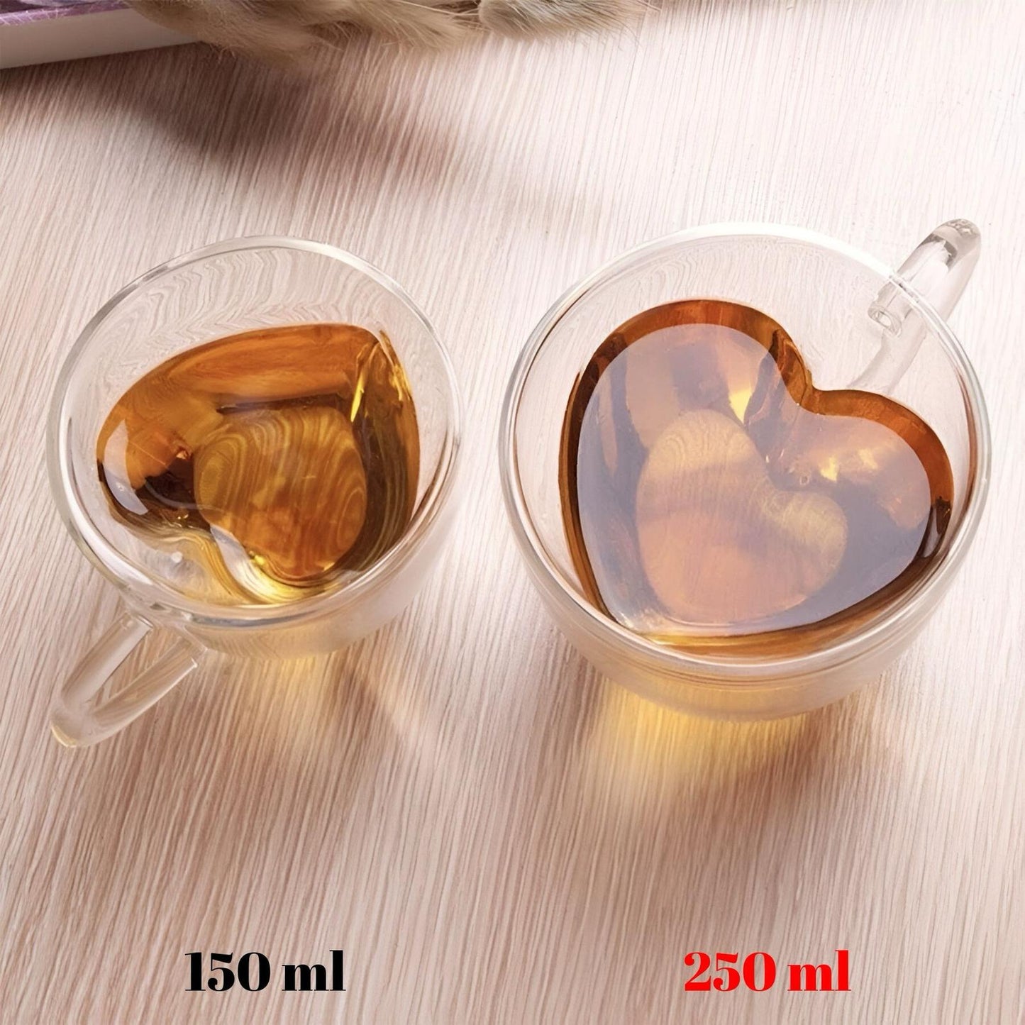 Srce Love duplo staklo srce šolja 250ml s amber tekućinom