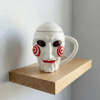 3D slagalica lutka movie keramička šolja s spiralnim očima i crvenim usnama