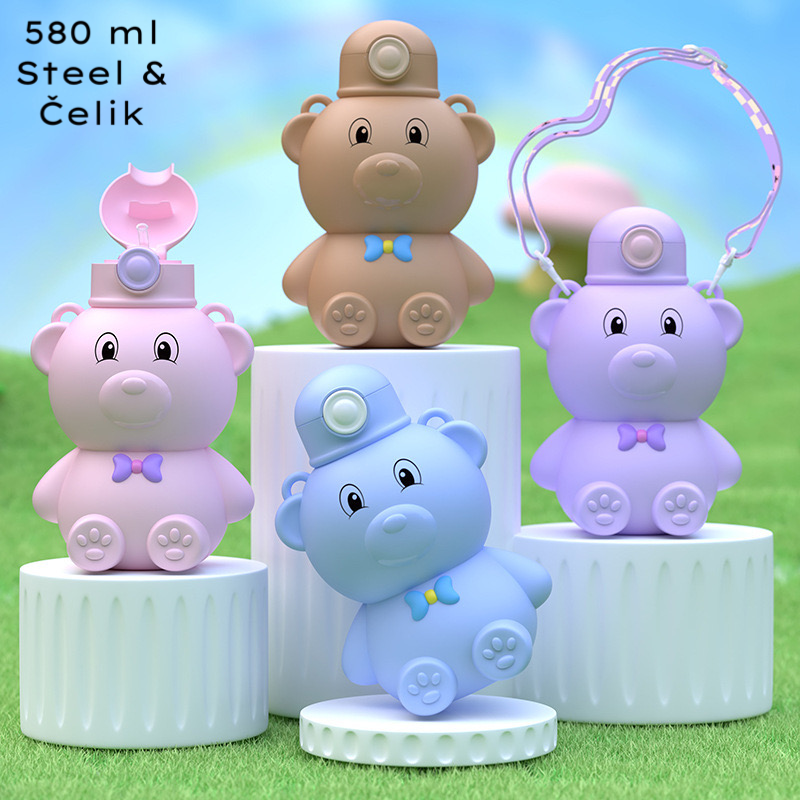 Medo termos boca od nehrđajućeg čelika u obliku medvjedića, 580 ml, pastel boje