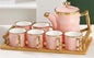 (Rozi) PORCELANSKI SET ČAJNIK 1200 ml + 6 ŠOLJA 260 ml + TABLJA