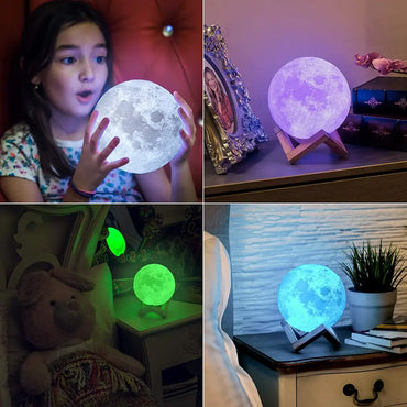 Illuminated RGB Bluetooth Moon Lampa with built-in speaker, 18cm design