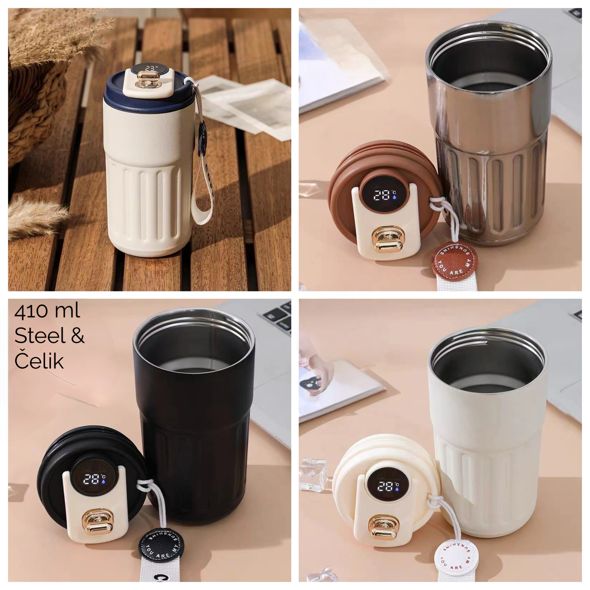 410 ml termos čaša od nehrđajućeg čelika s digitalnim prikazom temperature i infuzorom