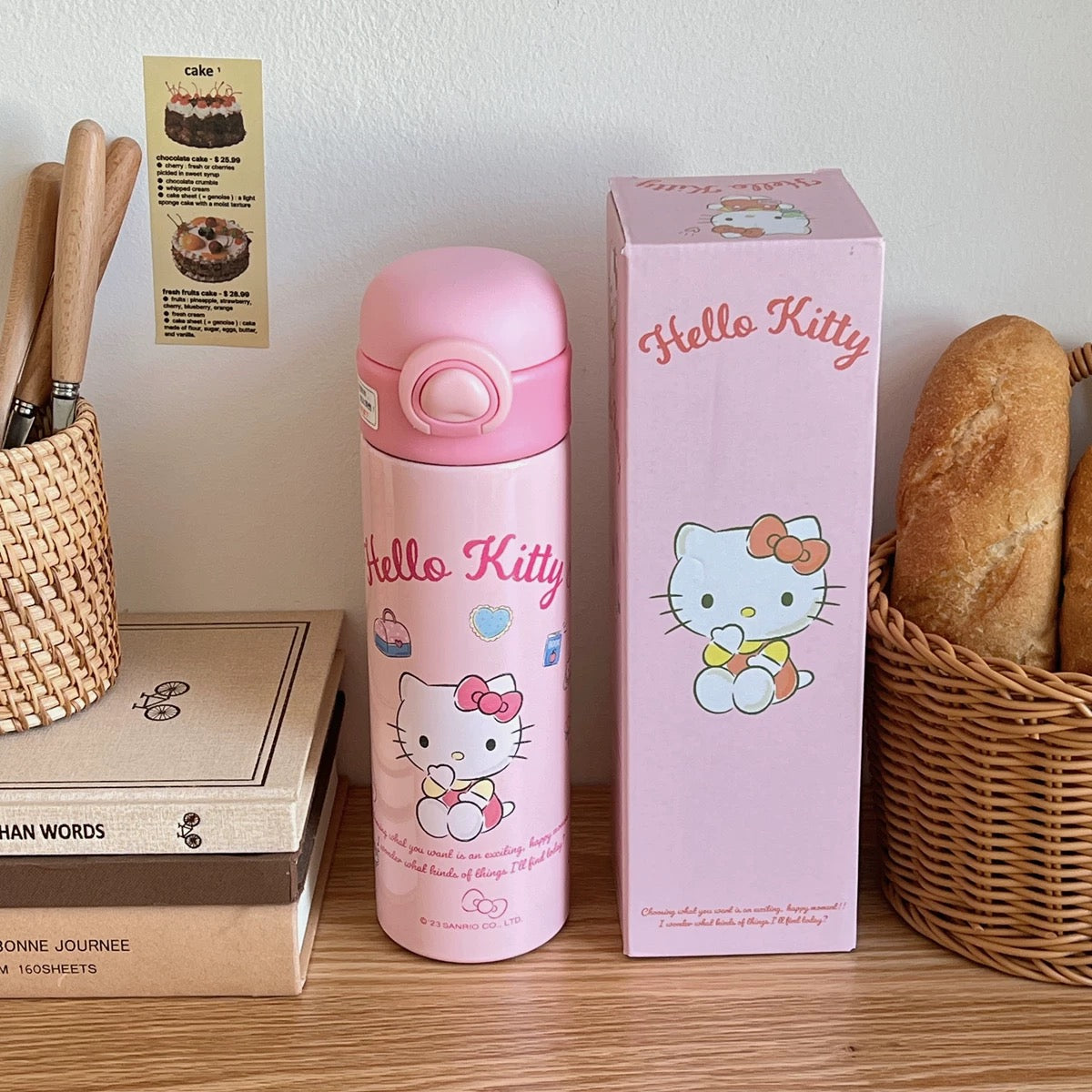 Roza Hello Kitty termos boca od nehrđajućeg čelika s mašnom