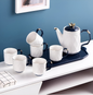 (Plavi) PORCELANSKI SET ČAJNIK 1200 ml + 6 ŠOLJA 260 ml + TABLJA