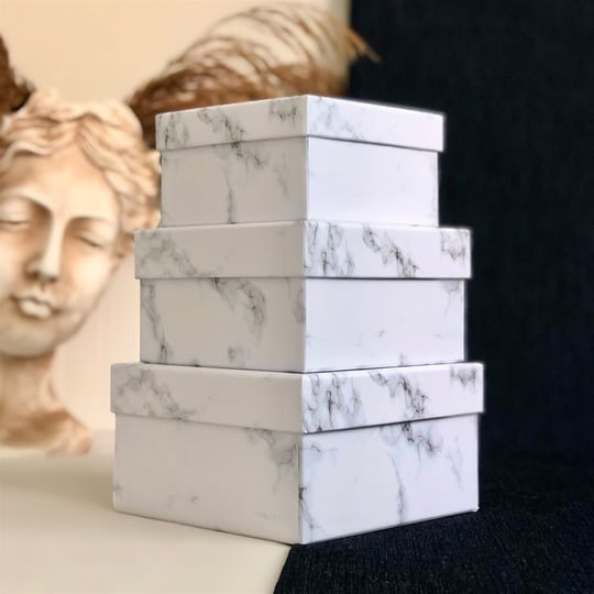 Stackane kutije s mramornim uzorkom, idealne za darivanje - Stone Ukrasna Kutija