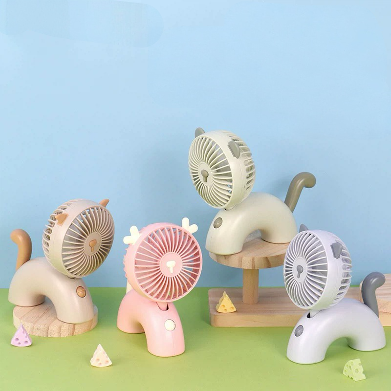 Roza ventilatore ANIMALS MINI VENTILATOR u obliku psa s bijelim detaljima i ukrasom sira na repu