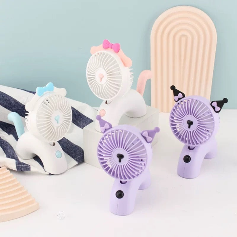 Kuromi Cinnamoroll mini ventilator: rožasti jednorog ventilator s mašnama