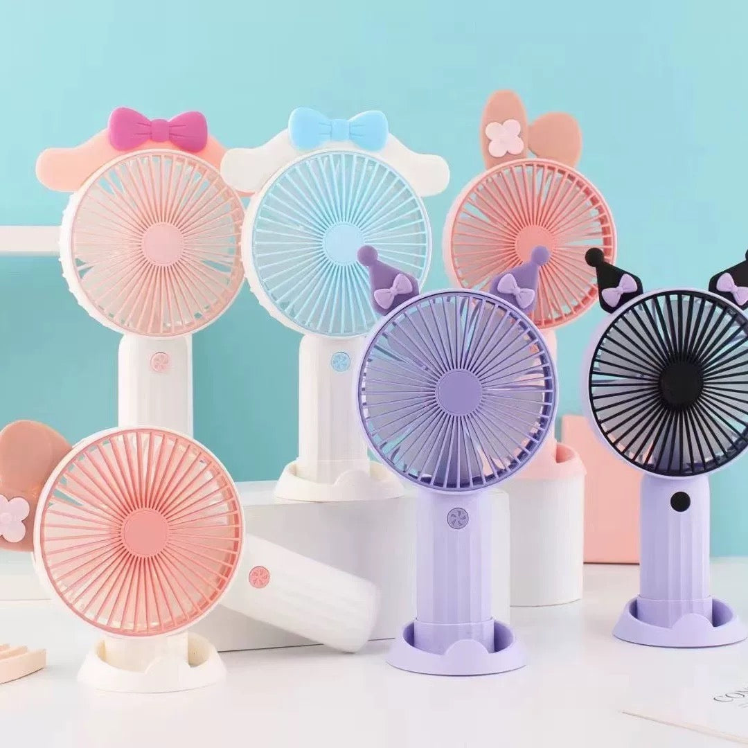 Kuromi Cinnamoroll mini ventilator u proširenim pastel bojama s mašnom