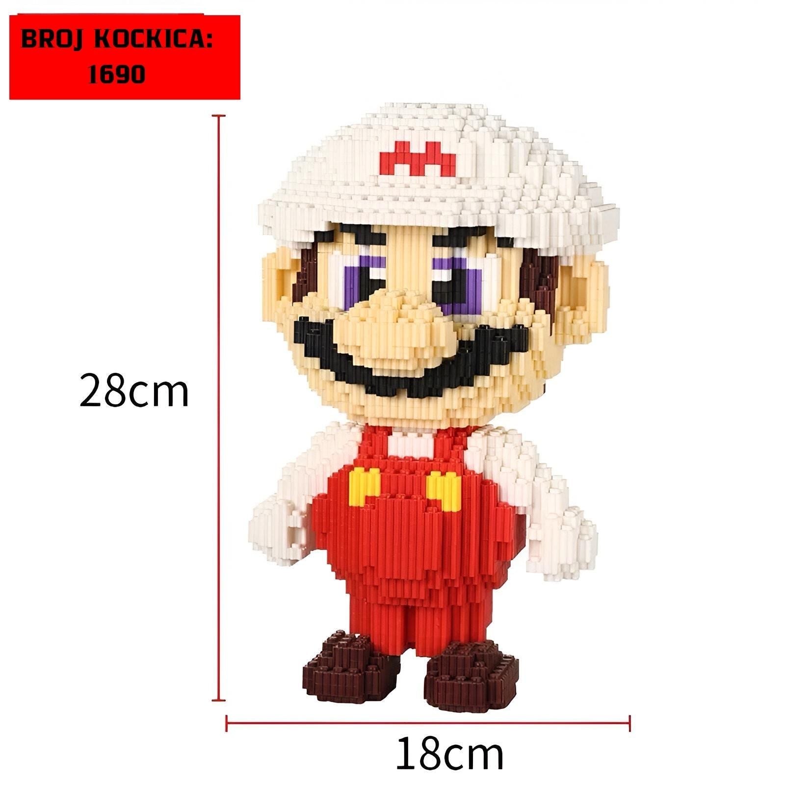 Brick-izgrađena figura Maria iz SUPER MARIO LEGO seta s 1690 kockica