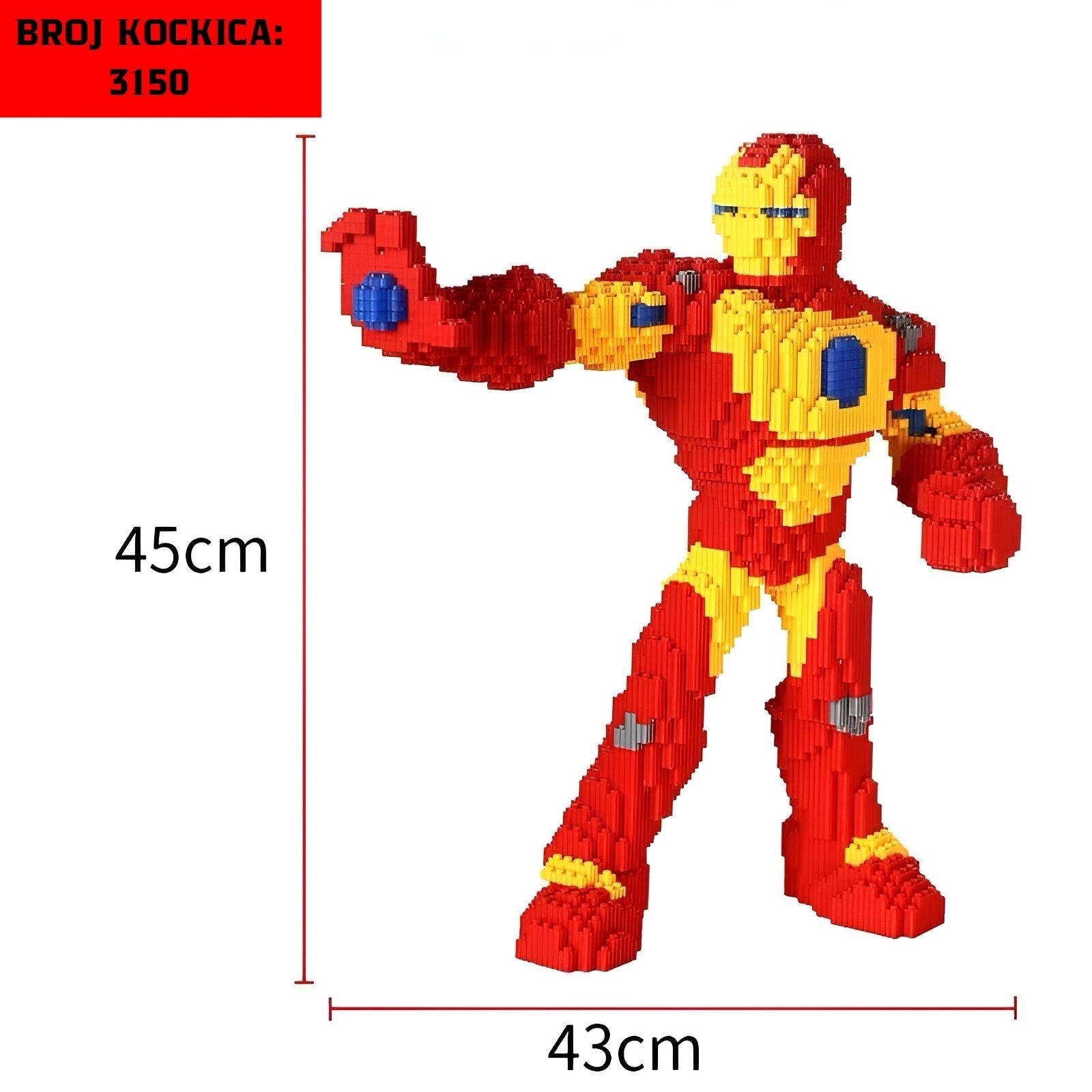 Brick-izgrađena figura Iron Mana u FLASH LEGO setu s 3150 kocaka