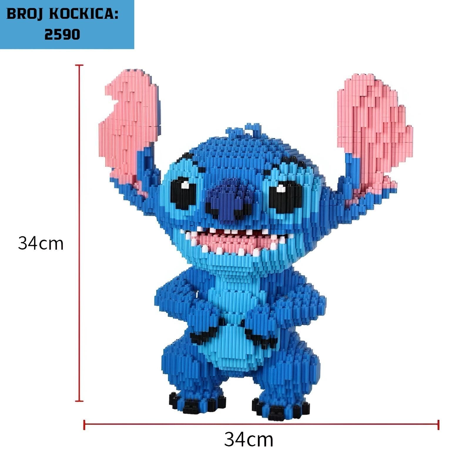 Plavi i ružičasti Brick Stitch figura u STITCH LEGO kockicama 2590