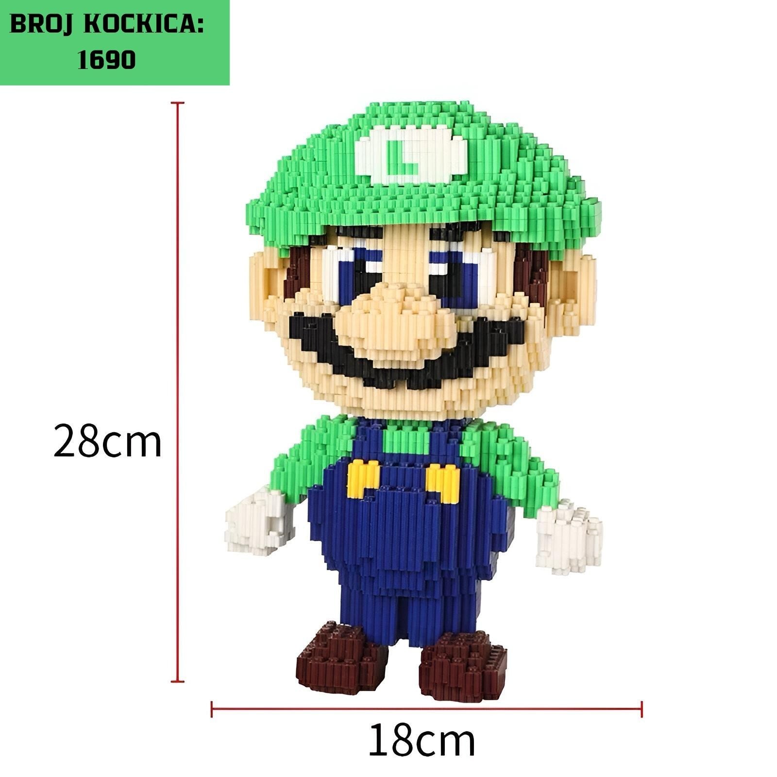 Luigi brick figure from SUPER MARIO LEGO set with 1690 pieces