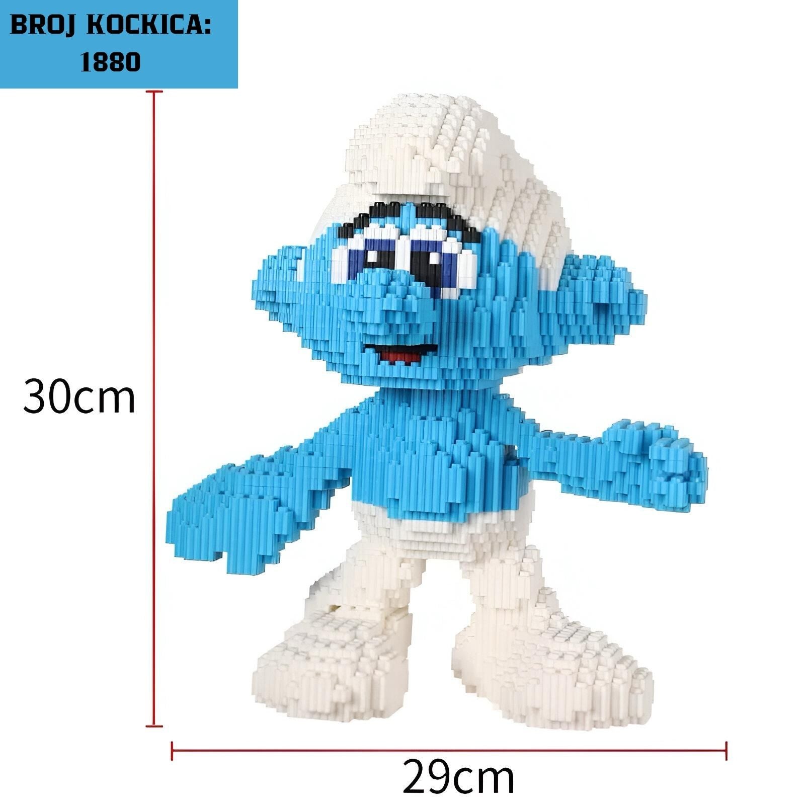 Smurf figurine from small building blocks in SMURFS LEGO set with 1880 pieces