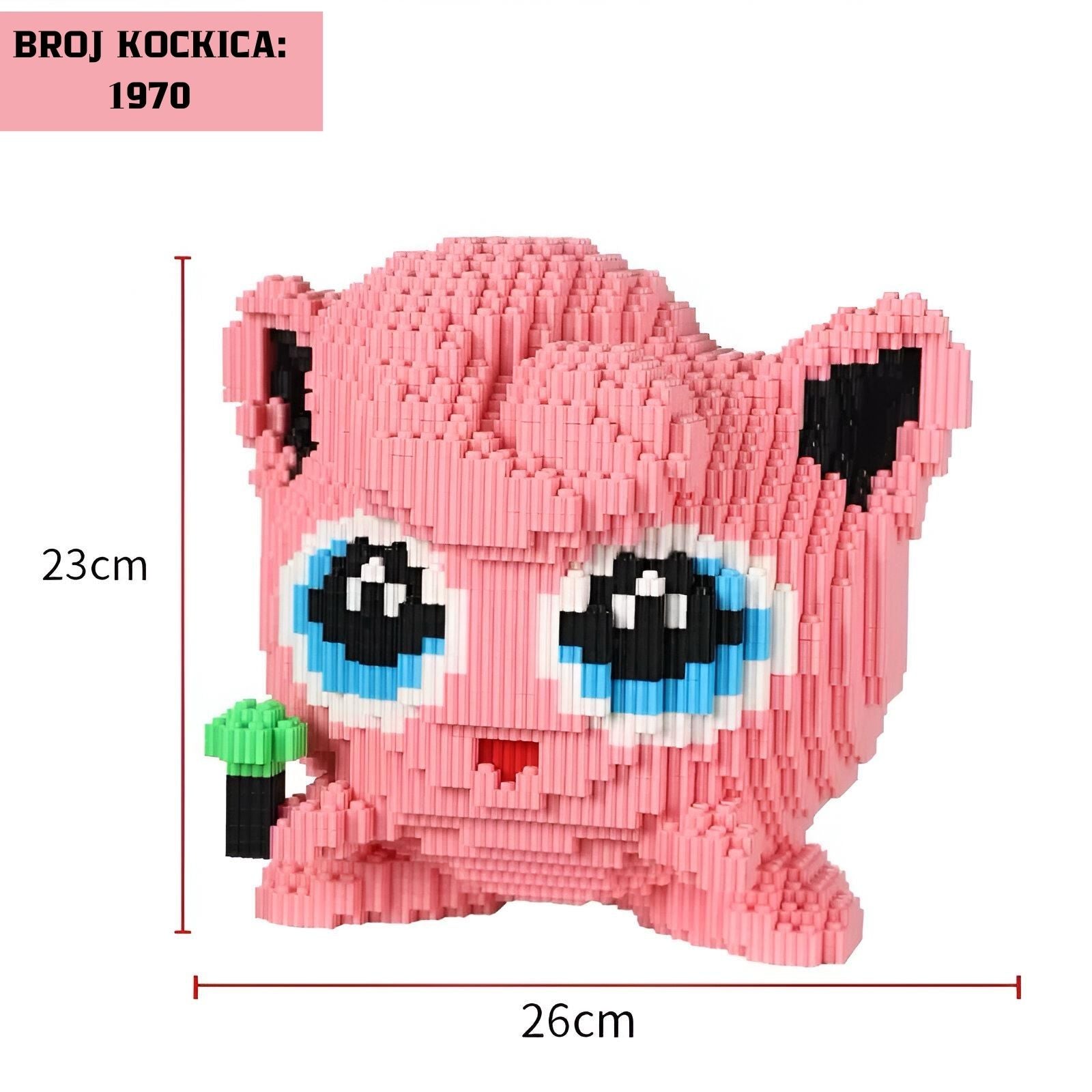 Pink blocky Jigglypuff figure from POKEMON LEGO set with 1970 bricks