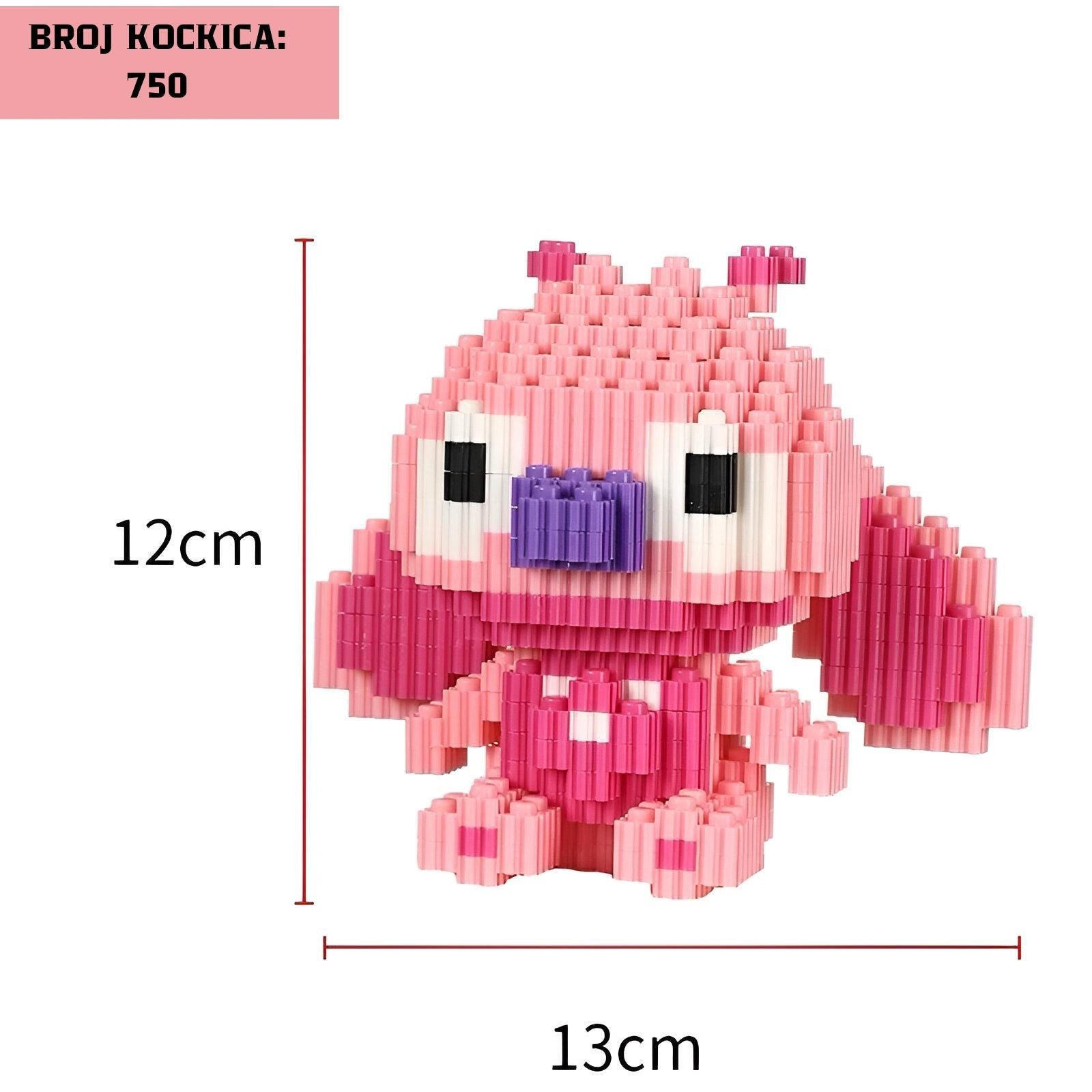 Roze blokasti figurica Stitch iz STITCH LEGO seta s 750 kockica
