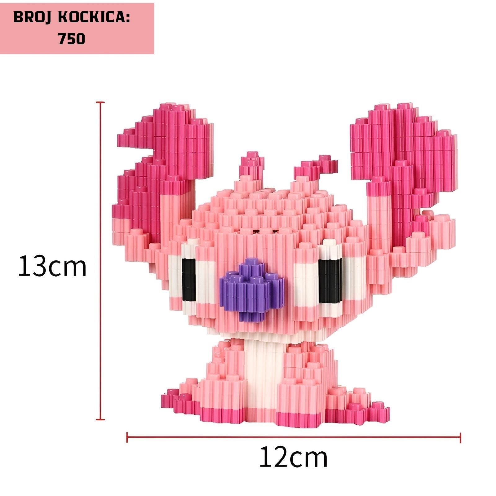 Ručno izrađeni figurica Stitch od ružičastih lego kocaka