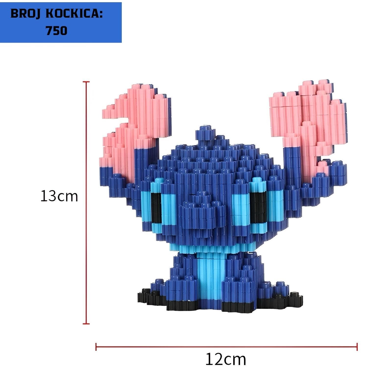 Plavi i ružičasti Brick Stitch figura iz STITCH LEGO seta, 750 kockica