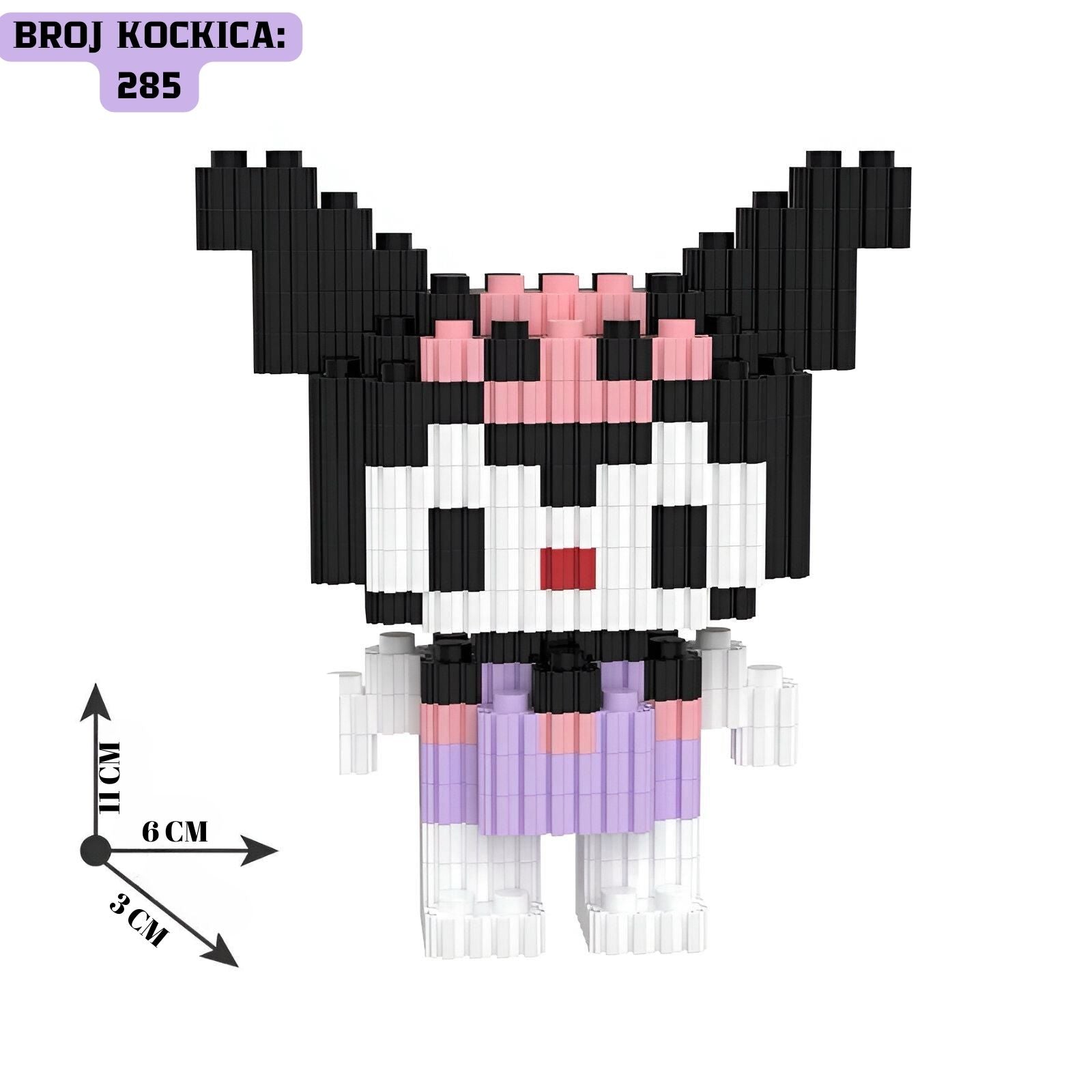 Pixelizirana figurica Kuromi iz proizvoda KUROMI LEGO s 400 kocak