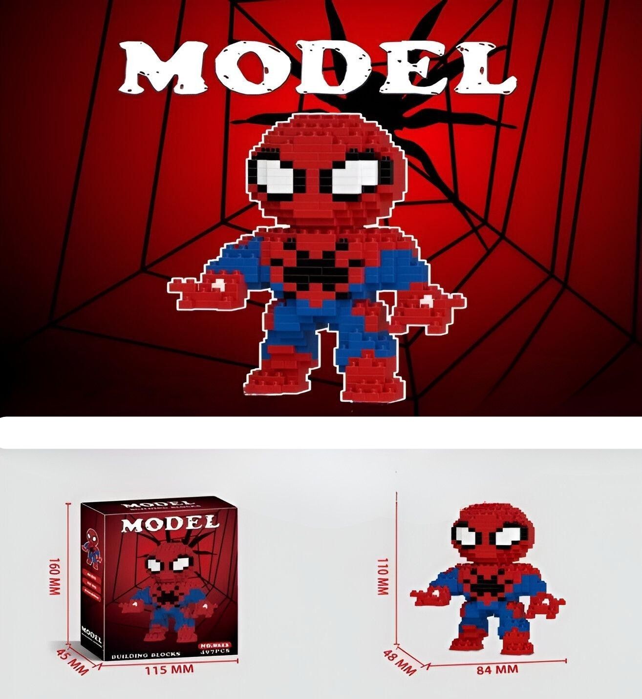 Pixelizirani Spiderman model i kutija za SPIDERMAN LEGO s 497 kocaka