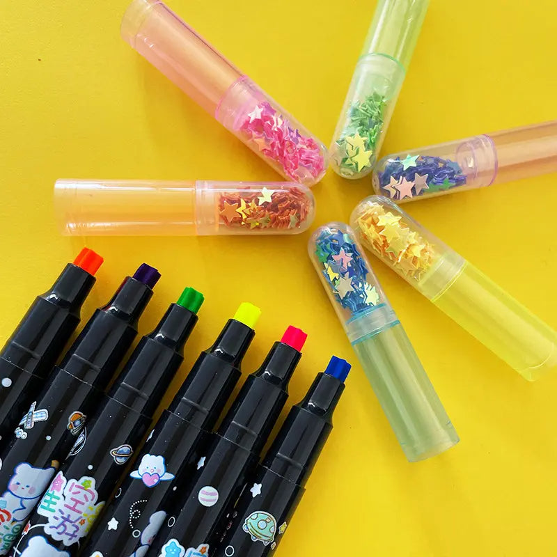 Set šarenih glitter zvjezdastih markera GALAXY BEAR MARKER2 za kreativne projekte