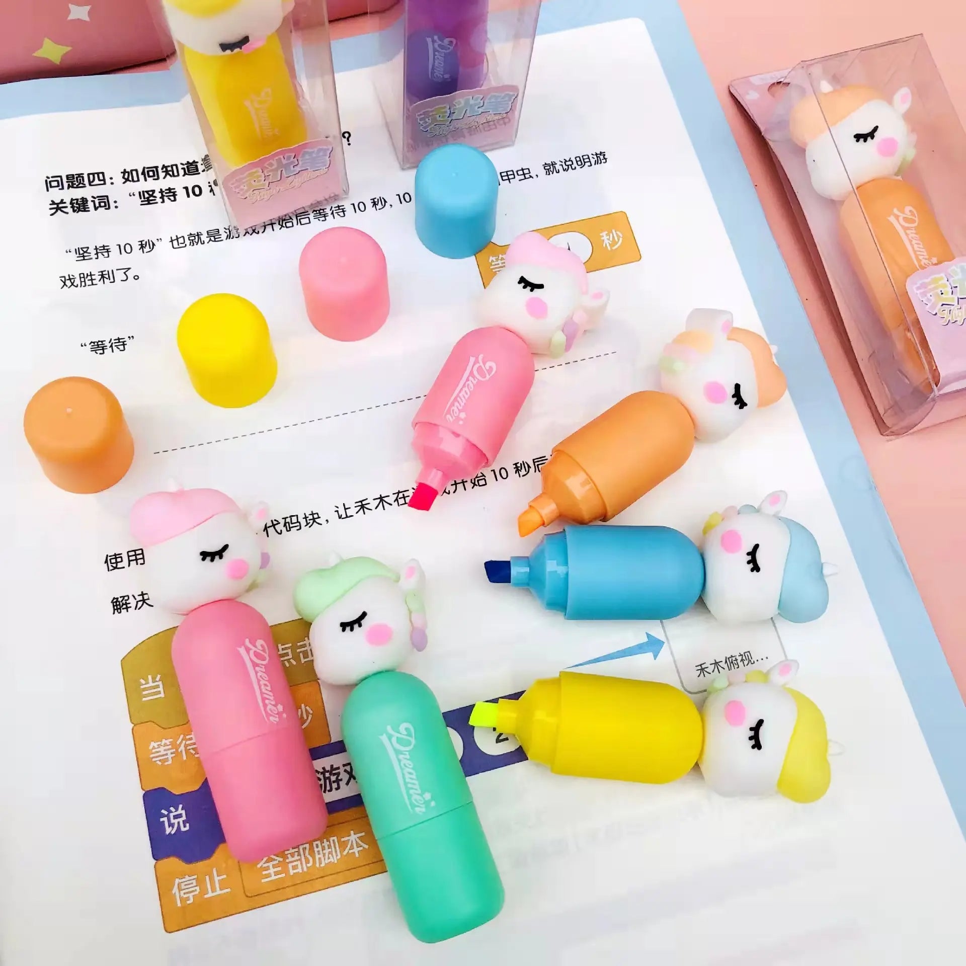 Pastel unicorn highlighters from UNICORN MARKER2 in vibrant colors