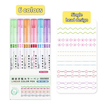 Set visokokvalitetnih označivača LINEAR MARKER s šest boja i uzoraka