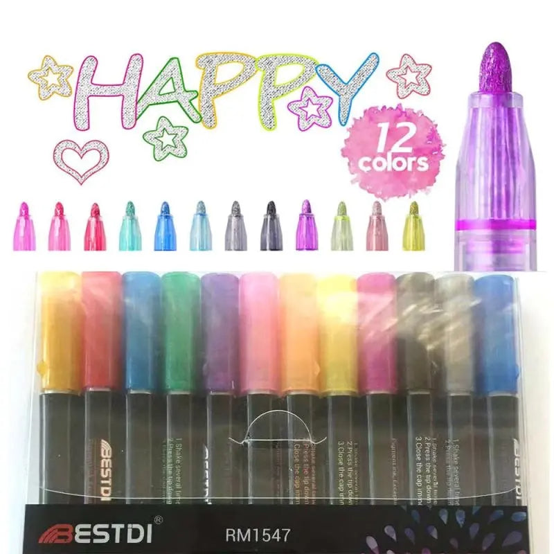 Set of OUTLINE GLITTER&DRAWING MARKER gel pens in vibrant glitter colors