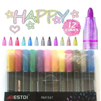 Set of OUTLINE GLITTER&DRAWING MARKER gel pens in vibrant glitter colors