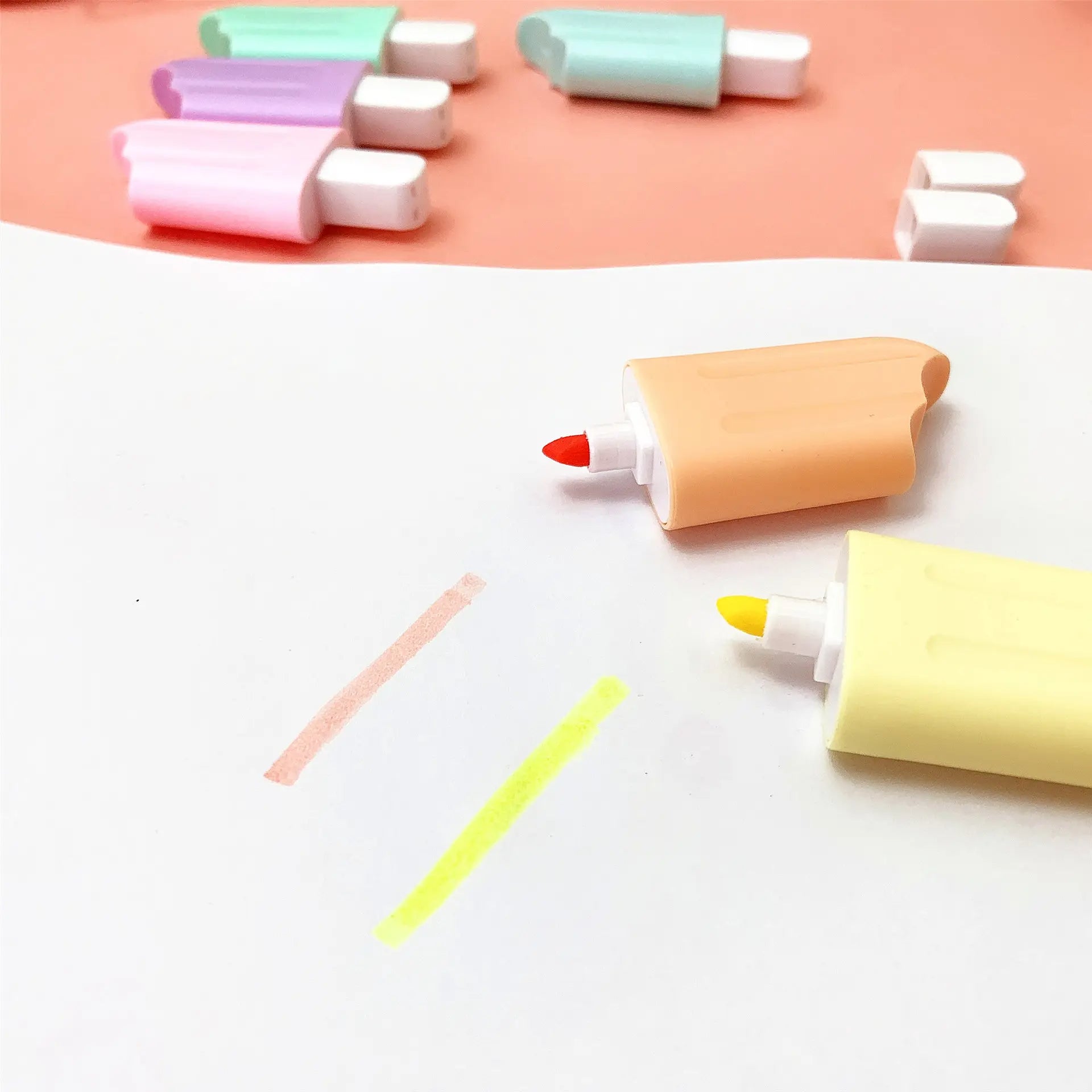 Pastel popsicle-shaped highlighters in ICE CREAM MARKER 6 product display