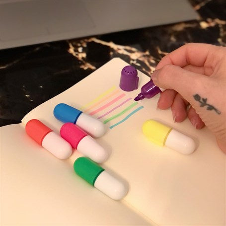 Pill-shaped highlighter markers from the CAPSULE MARKER collection