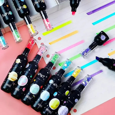 Planet-themed highlighter pens from GALAXY MARKER for creative note-taking