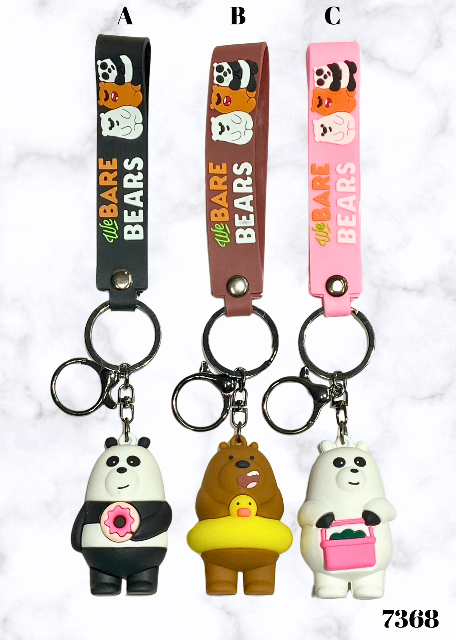 Tri BARE BEARS privjeska prikazana u produktu BARE BEARS PRIVJESAK