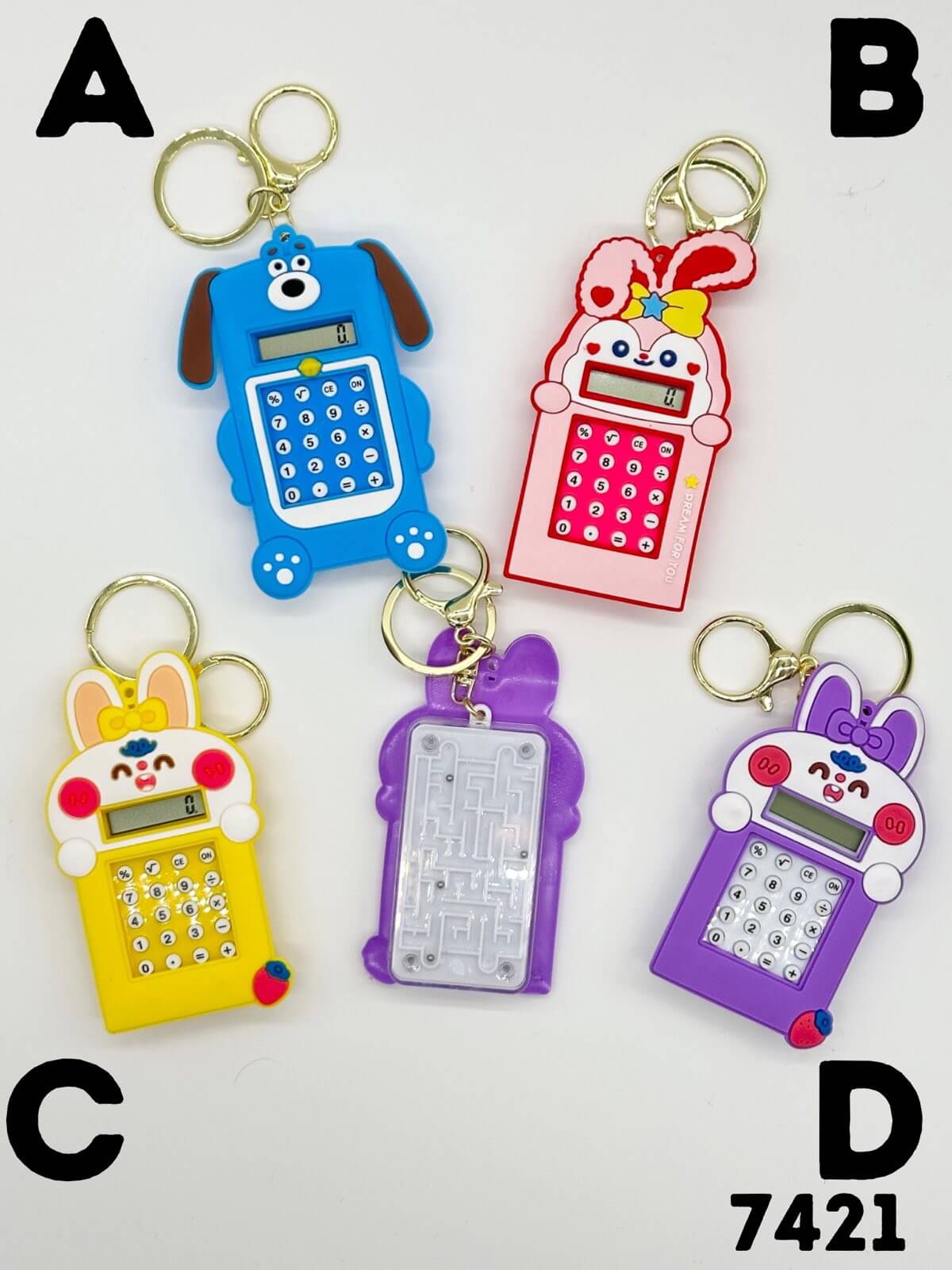 Cartoon character calculator keychains from LOVELY ANIMALS PRIVJESAK collection