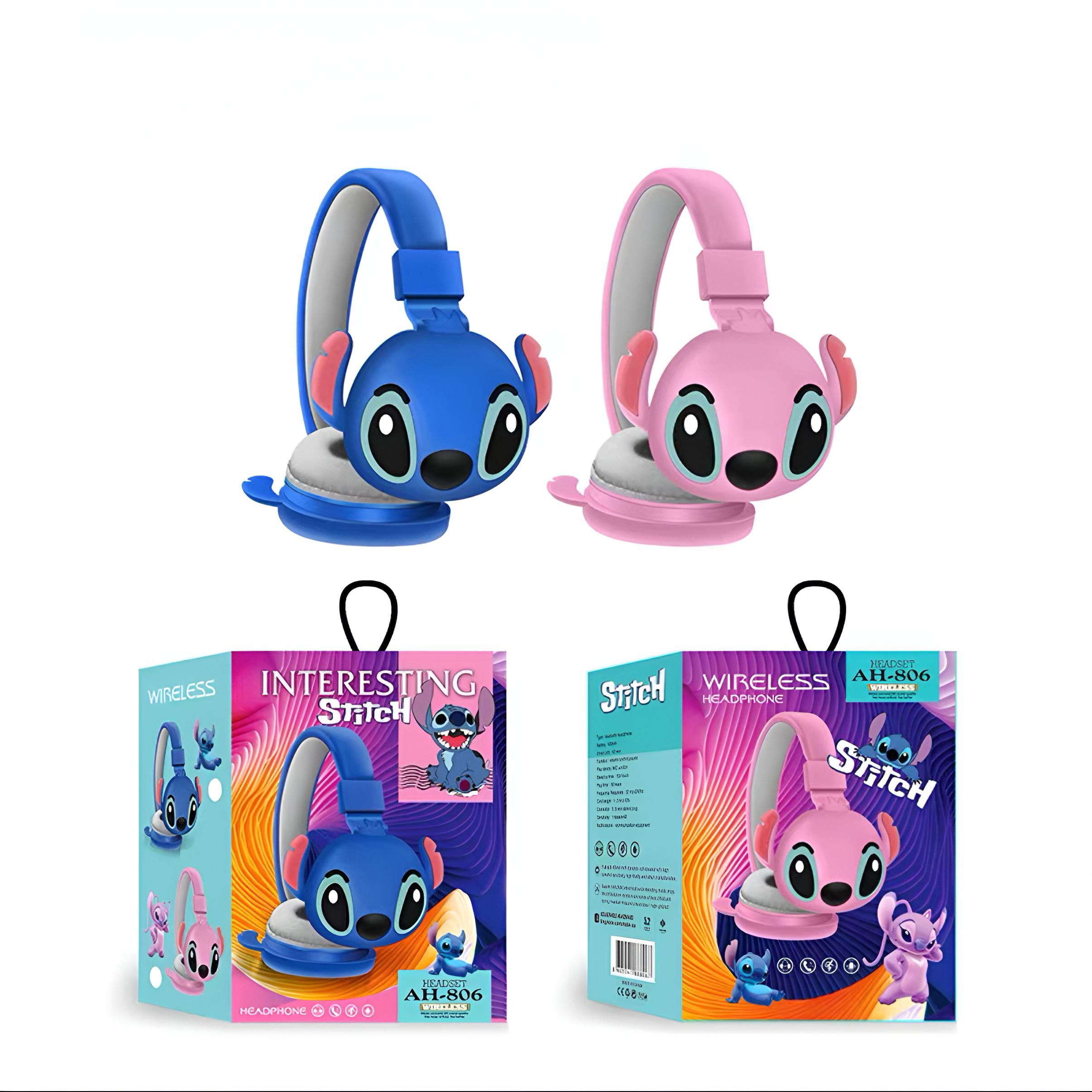 Stitch-themed wireless headphones in pink packaging STITCH SLUŠALICE (ROZA)
