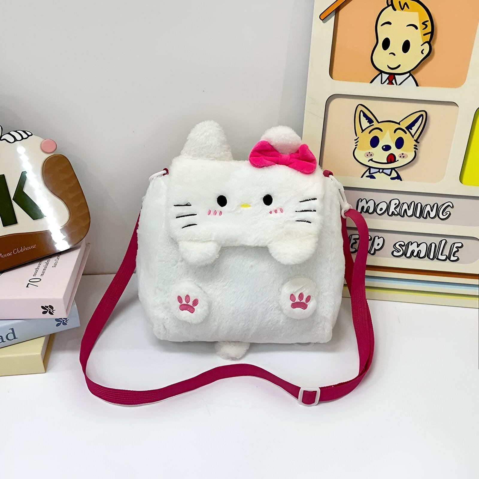 Bijela Hello Kitty plišana torbica s ružičastom trakom za HELLO KITTY TORBICA & RUKSAK