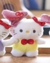 Hello kitty plišani privjesak bijela plišana figura s ružičastim mašnama i crvenom mašnom na vratu