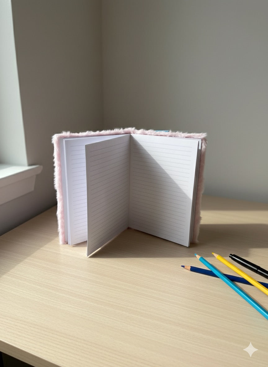 Bijeli ručno rađeni squishy rokovnik Stitch Squishy Rokovnik A5 s ružičastim rubovima i teksturiranim poklopcem