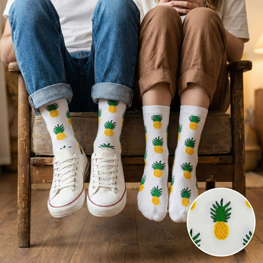 Bijele čarape Ananas s vezanim ananasima, veličina 41-46