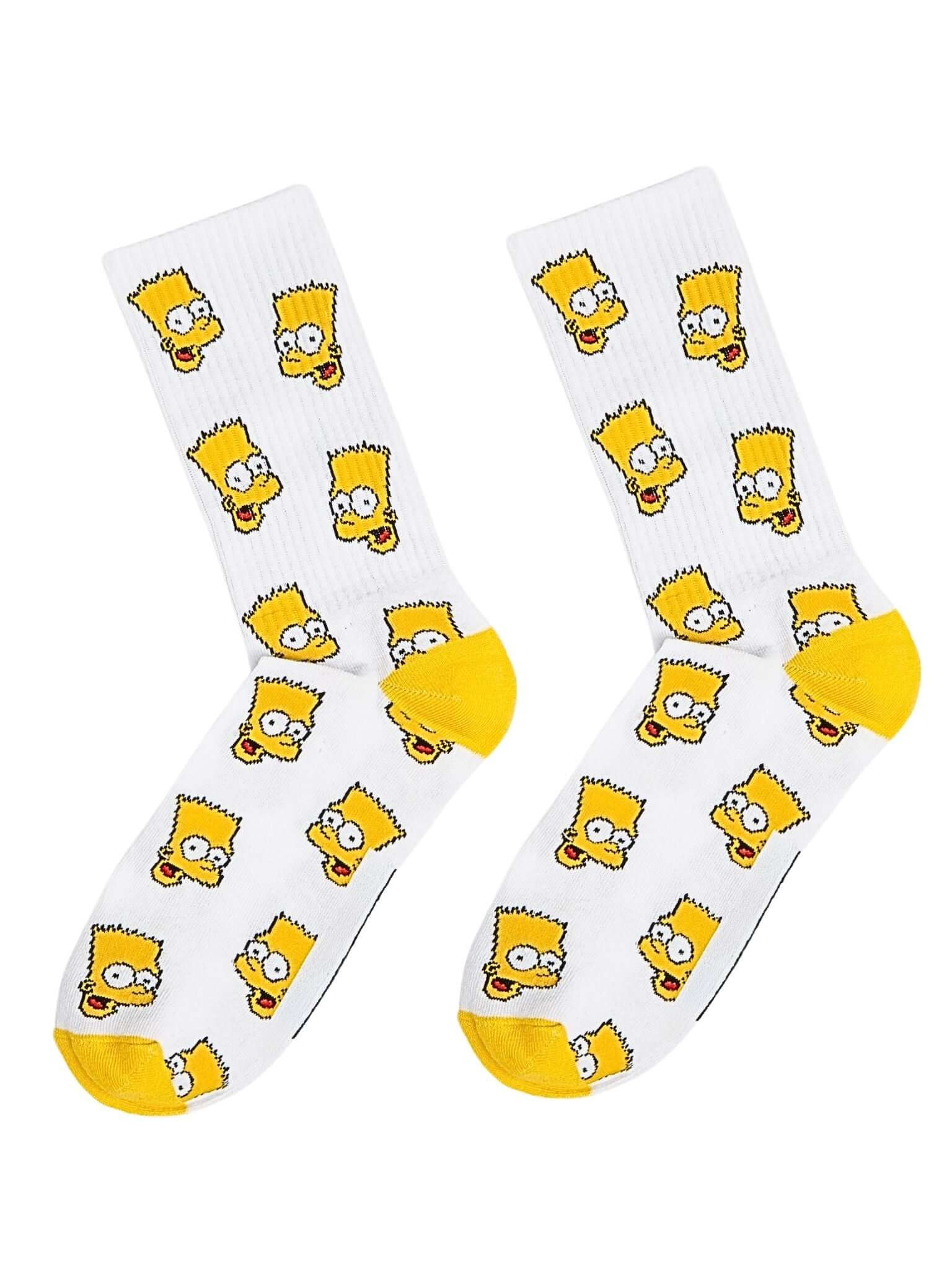Bijele čarape Bart Simpsons s žutim facama i vrhovima