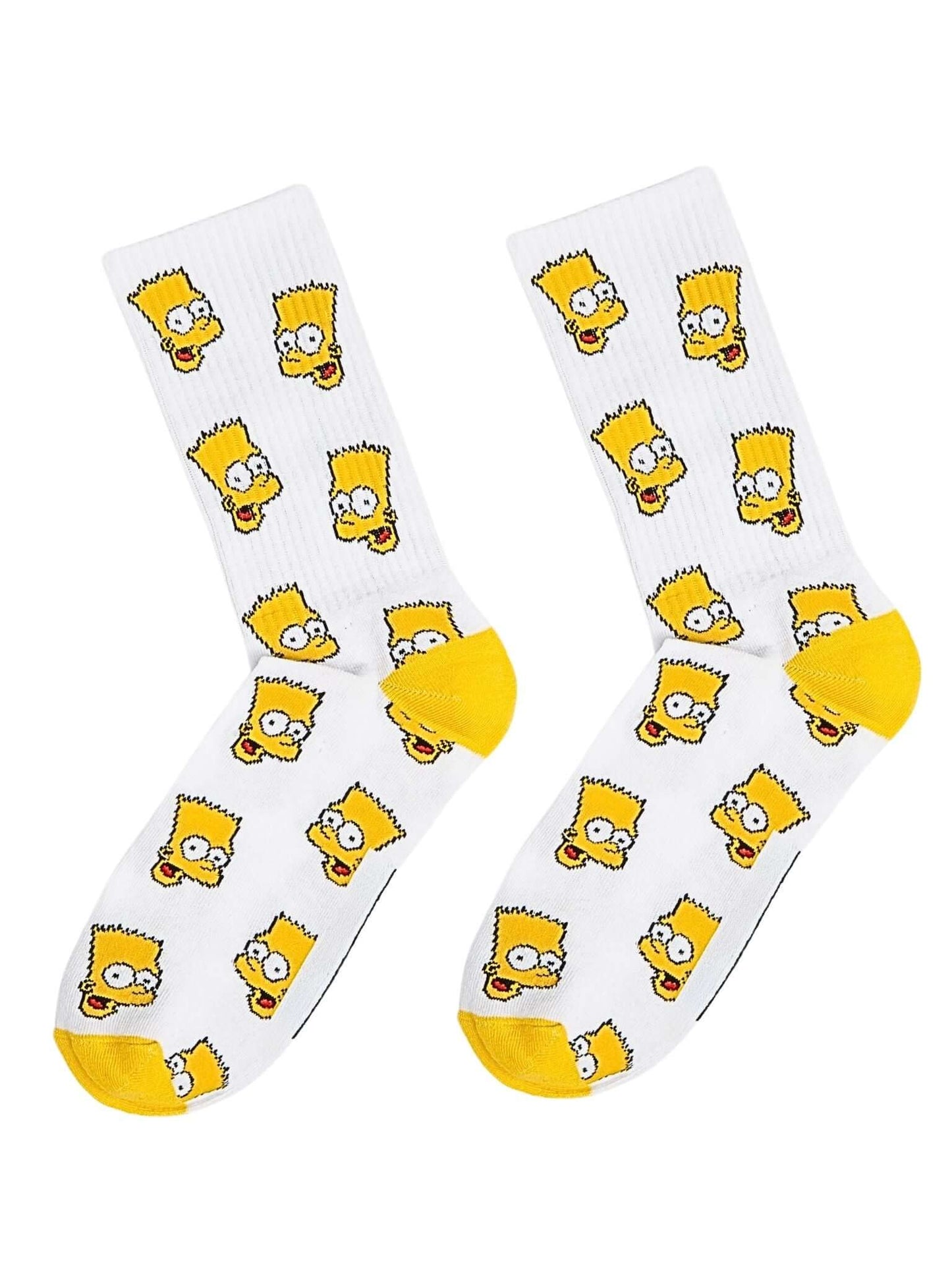 Bijele čarape Bart Simpsons s žutim facama i vrhovima