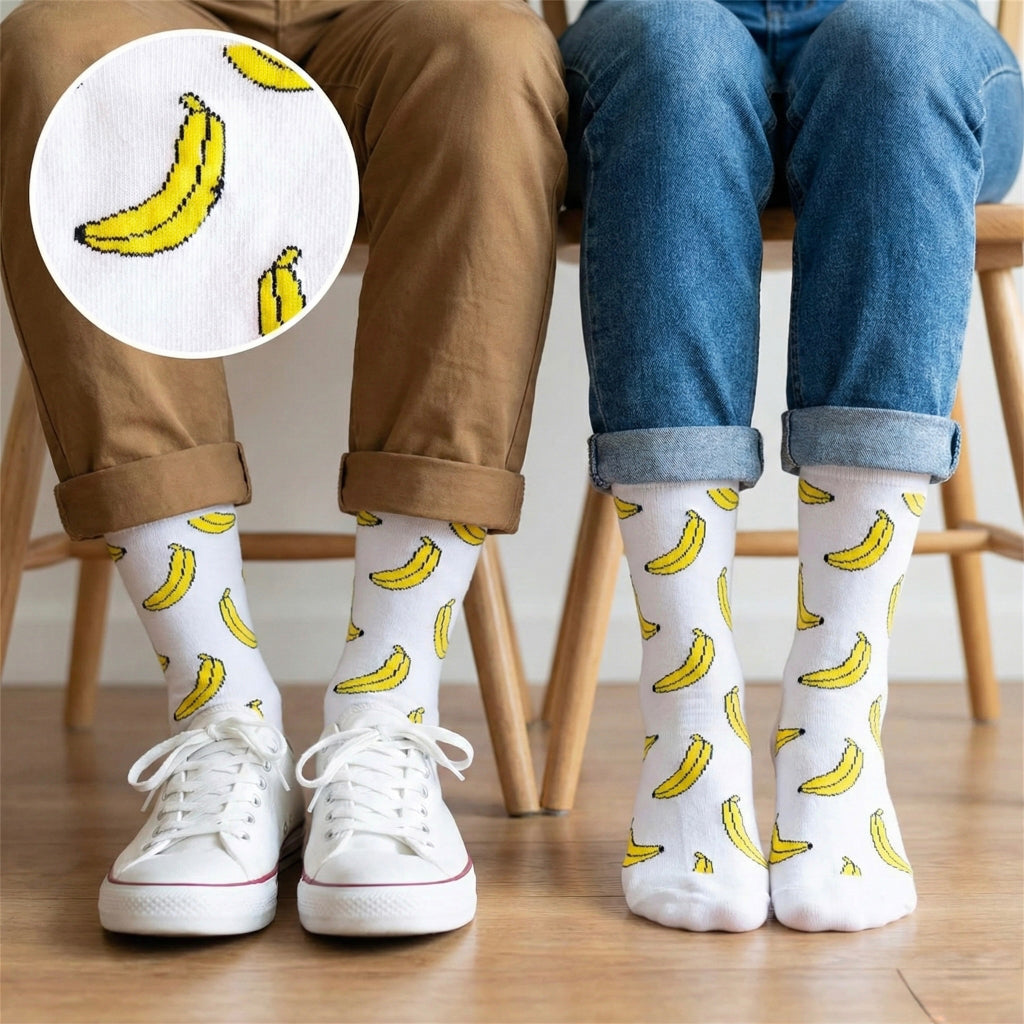 Bijele čarape White Banana s motivom žutih banane, veličina 41-46