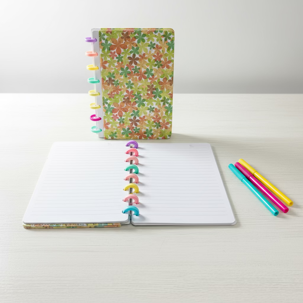 Cvijet rokovnik CVIJET ROKOVNIK GREEN-BROWN A5 s cvjetnim uzorkom