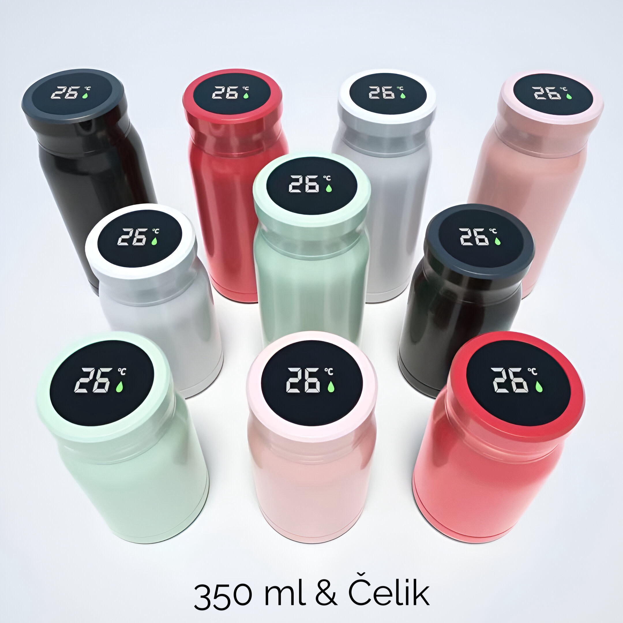 LED termos boca od nehrđajućeg čelika, 350 ml s digitalnim prikazom temperature