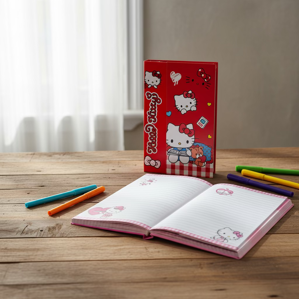 Hello Kitty rokovnik A5 s ružičastim i bijelim stranicama za bojenje