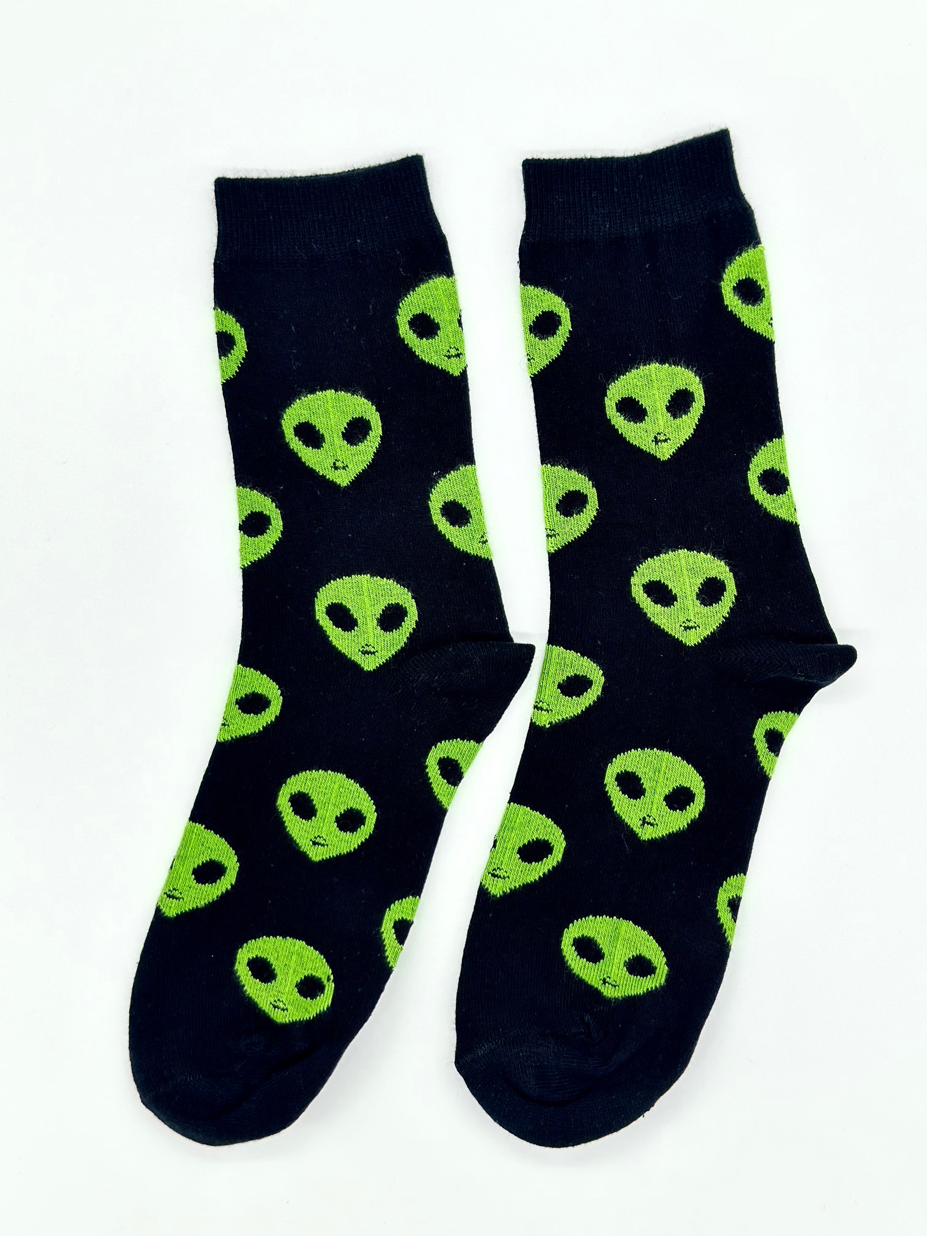 Crne vanzemaljske čarape s zelenim glavama vanzemaljaca Black Alien