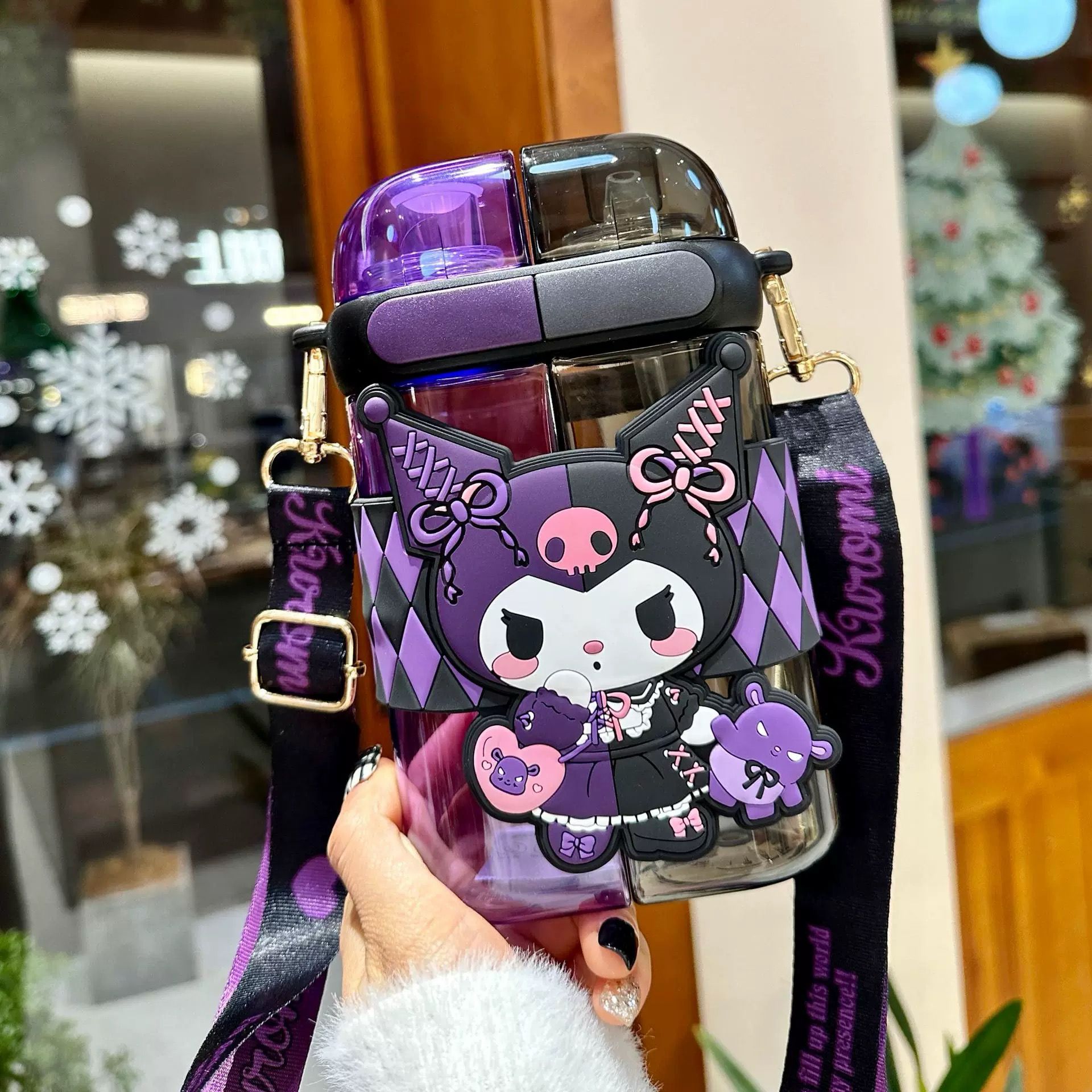 Crni i ljubičasti tokidoki kućište za mobitel s remenom KUROMI FLAŠA