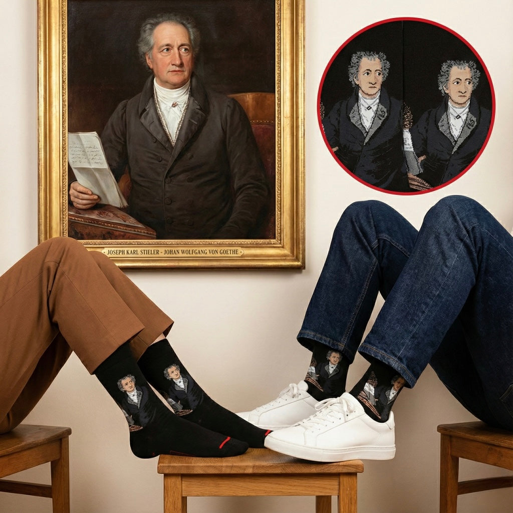 Crne čarape s portretom Johanna Wolfganga von Goethea u formalnoj odjeći