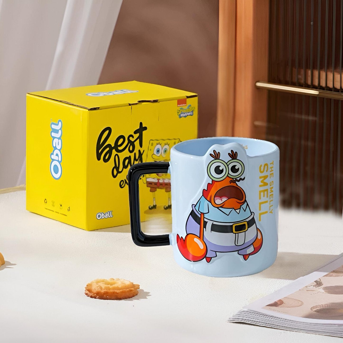 Cartoon Mr. Krabs mug in a box available as MR. KRABS ŠOLJA SA KUTIJOM
