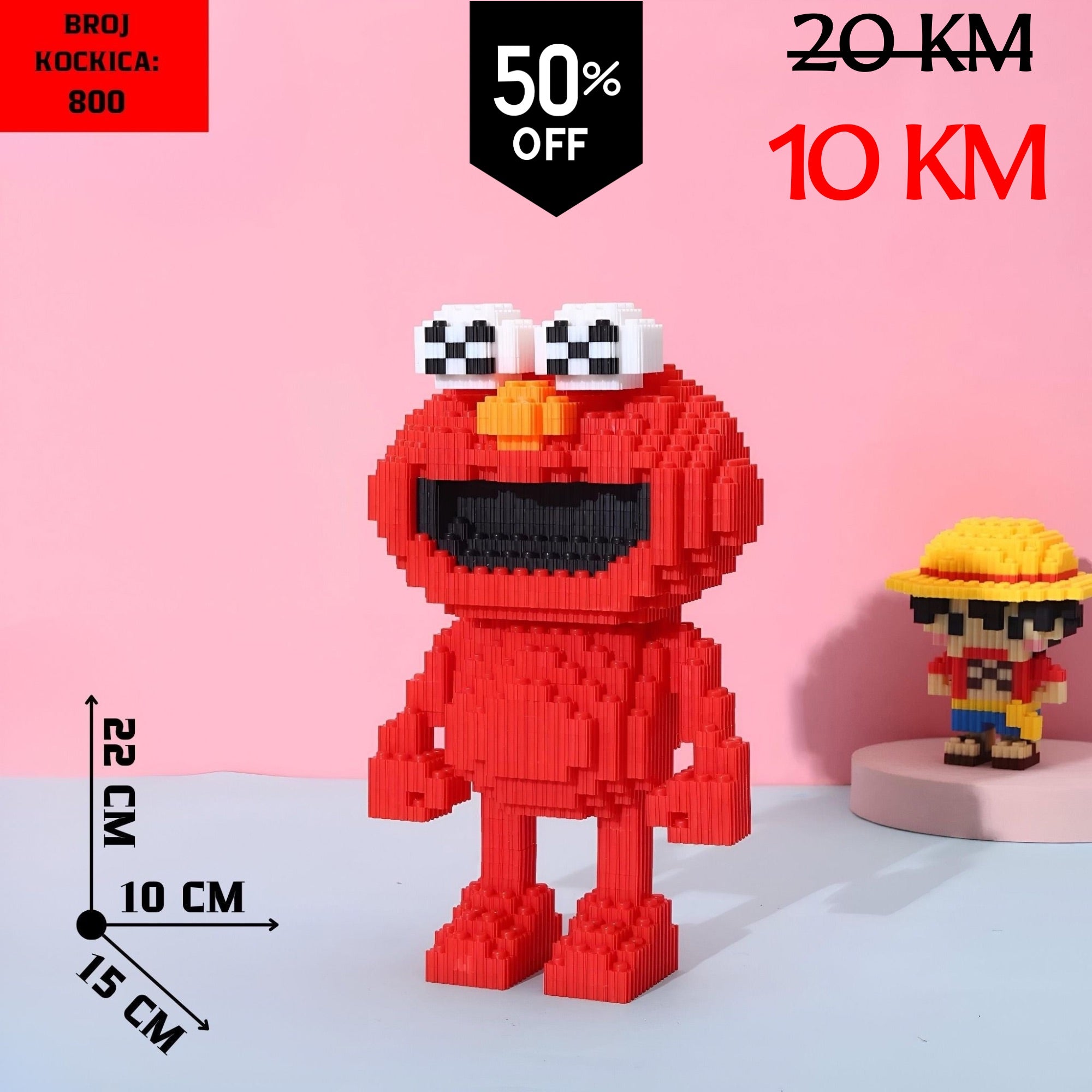 Crveni pikselirani Elmo od 800 kockica Lego Sesame Street