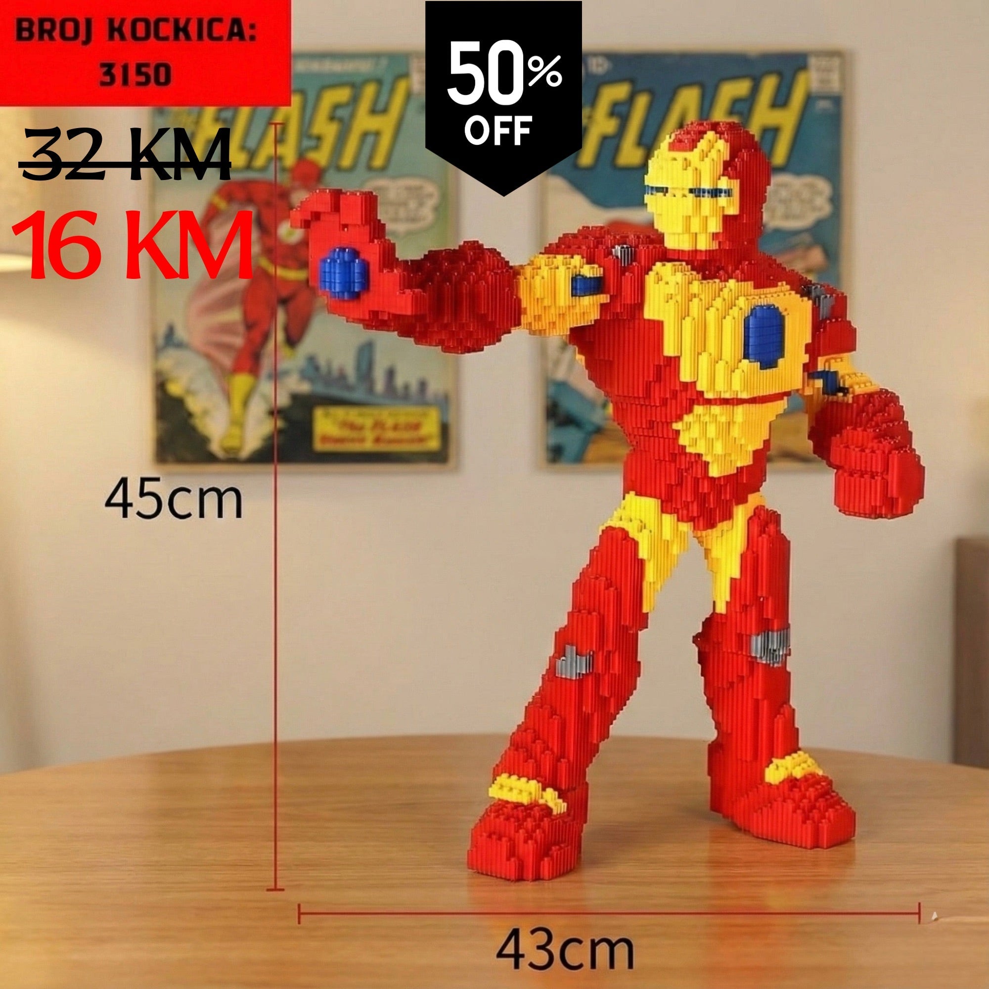Crveni i žuti Iron Man od 3150 LEGO kockica FLASH